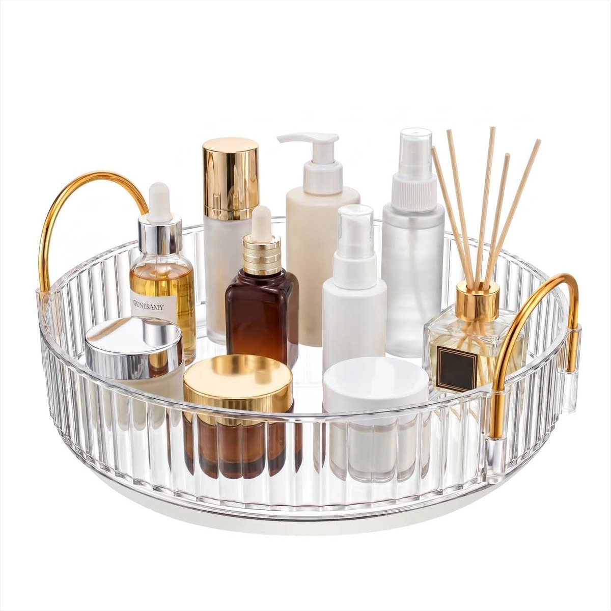SnelShoppen - Make-up Parfum Organizer Lade 360 Graden Roterende Cosmetica Opslag voor Dresser, Vanity, Badkamer Aanrecht - 1 Tier Clear ABS Kunststof