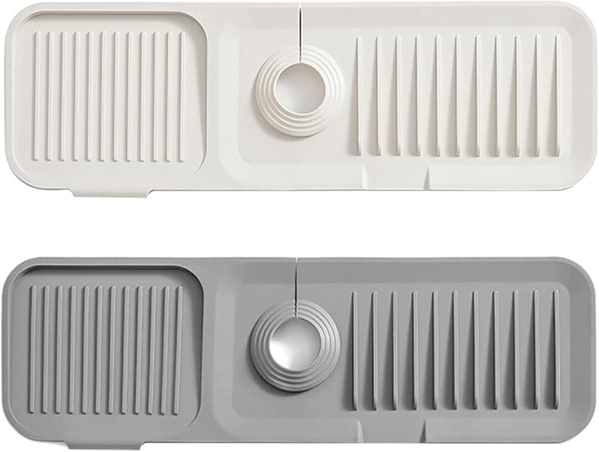 SnelShoppen - 2 Stuks Waterkraan Afvoer Mat voor Keuken en Badkamer, Splash Guard Silicone, Conisch Ontwerp, Voor Snelle Droogtijd, Voor Glas en Spons