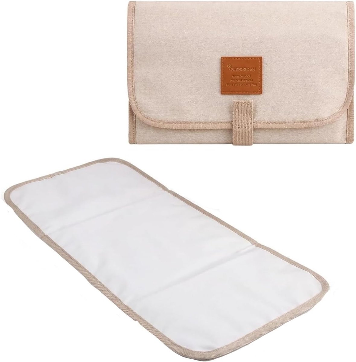 Luiertas met opvouwbaar aankleedkussen voor onderweg, waterdicht en afwasbaar, ideaal voor babyreizen en thuisgebruik, praktische luierclutch (31 x 59 cm)