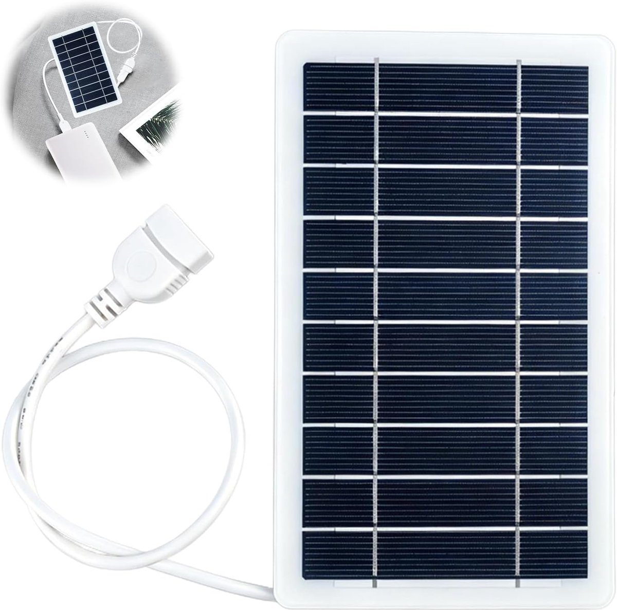 SnelShoppen - Portable Solar Charger 2W 5V met USB-poort - Waterdichte Zonnepaneel IP65 voor Hiking, Camping en Buitenactiviteiten - Duurzaam Epoxy Fr