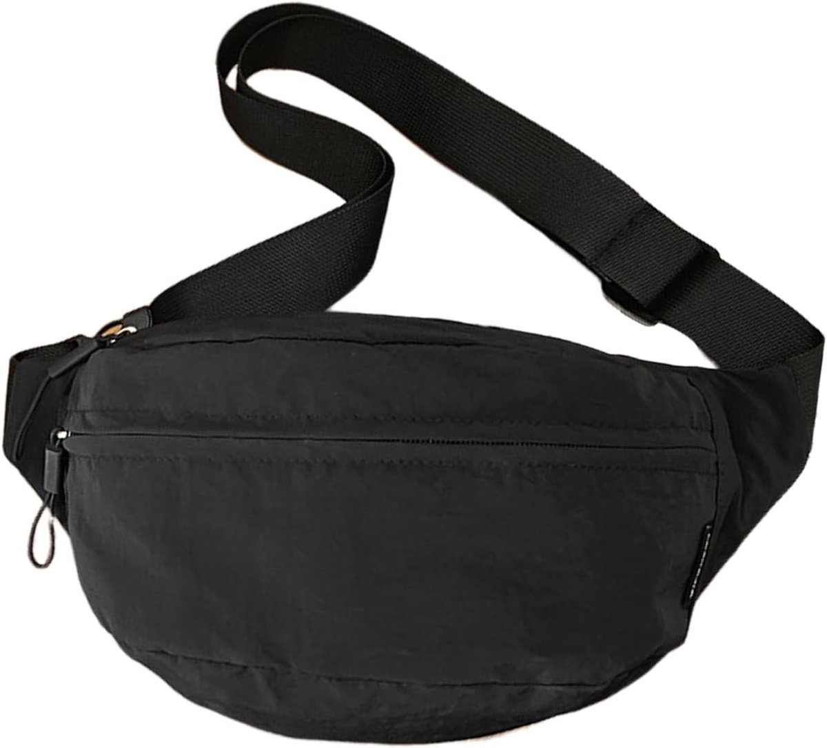 Thijox - Heuptas voor Dames en Heren, Waterdicht, Modieus, 3 Ritszakken, Verstelbare Riem tot 110cm, Perfect voor Hardlopen, Wandelen, Sporten, Zwart,