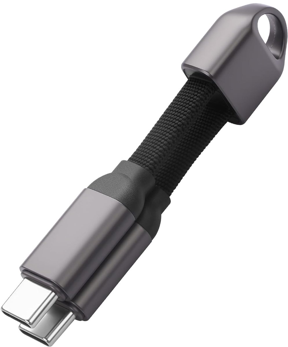 Thijox - Draagbare USB C Sleutelhanger Kabel 60W, Snel Opladen en Gegevenssynchronisatie, Korte Type C Kabel voor Telefoon/Laptop, 2-Weg Opladen, Comp