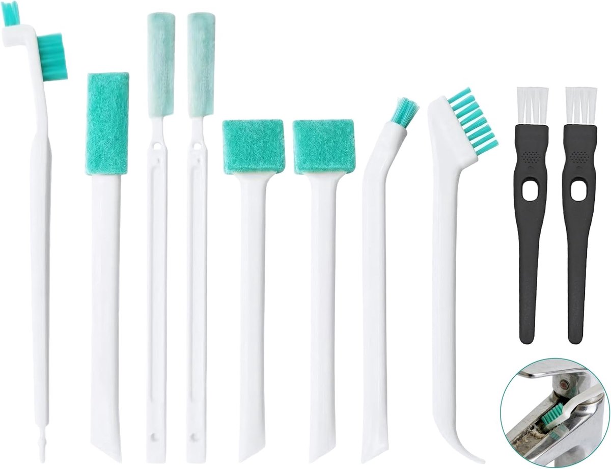 Thijox - 10-delige multifunctionele reinigingsborstels set voor kleine ruimtes, precisieborstelset voor moeilijk bereikbare hoeken, toetsenbord, fles