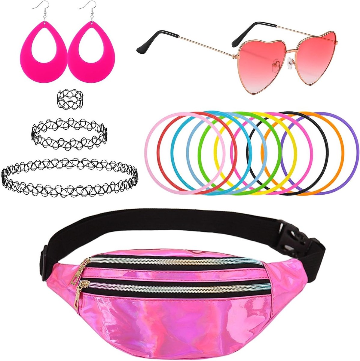 Retro accessoires voor vrouwen, perfect voor themafeesten, 80s en 90s kleding, dans en speciale evenementen