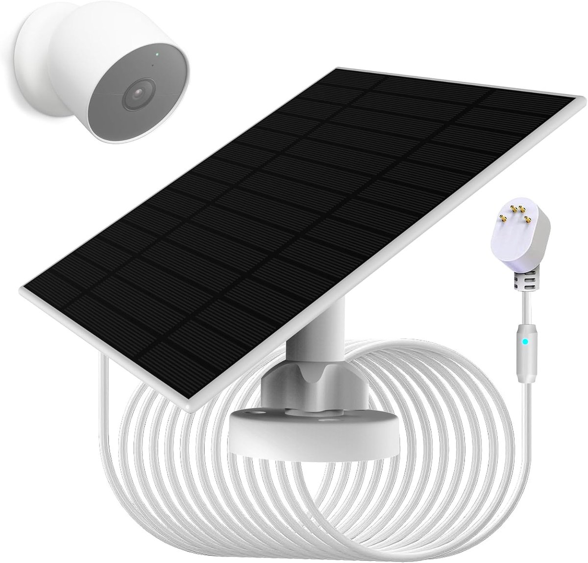 SnelShoppen - 6W Zonnepaneel met Laadwaarschuwing, Ademend Licht, Geschikt voor Camera's, Buiten Binnen, 2e Generatie, Eenvoudig te Installeren, IP66