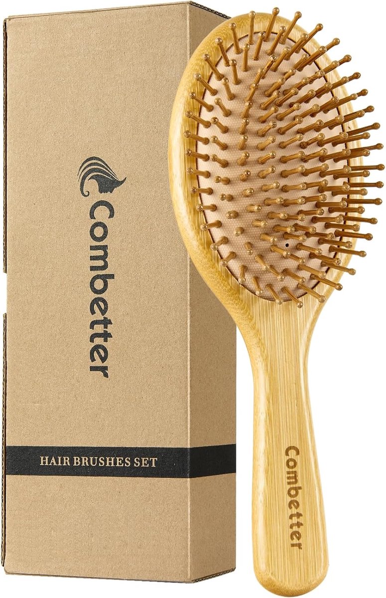 Thijox - Bamboe Haarborstel - Natuurlijke Paddle Ontwarrende Haarborstel voor Vrouwen, Mannen & Kinderen - Milieuvriendelijk Hout - Massage Hoofdhuid