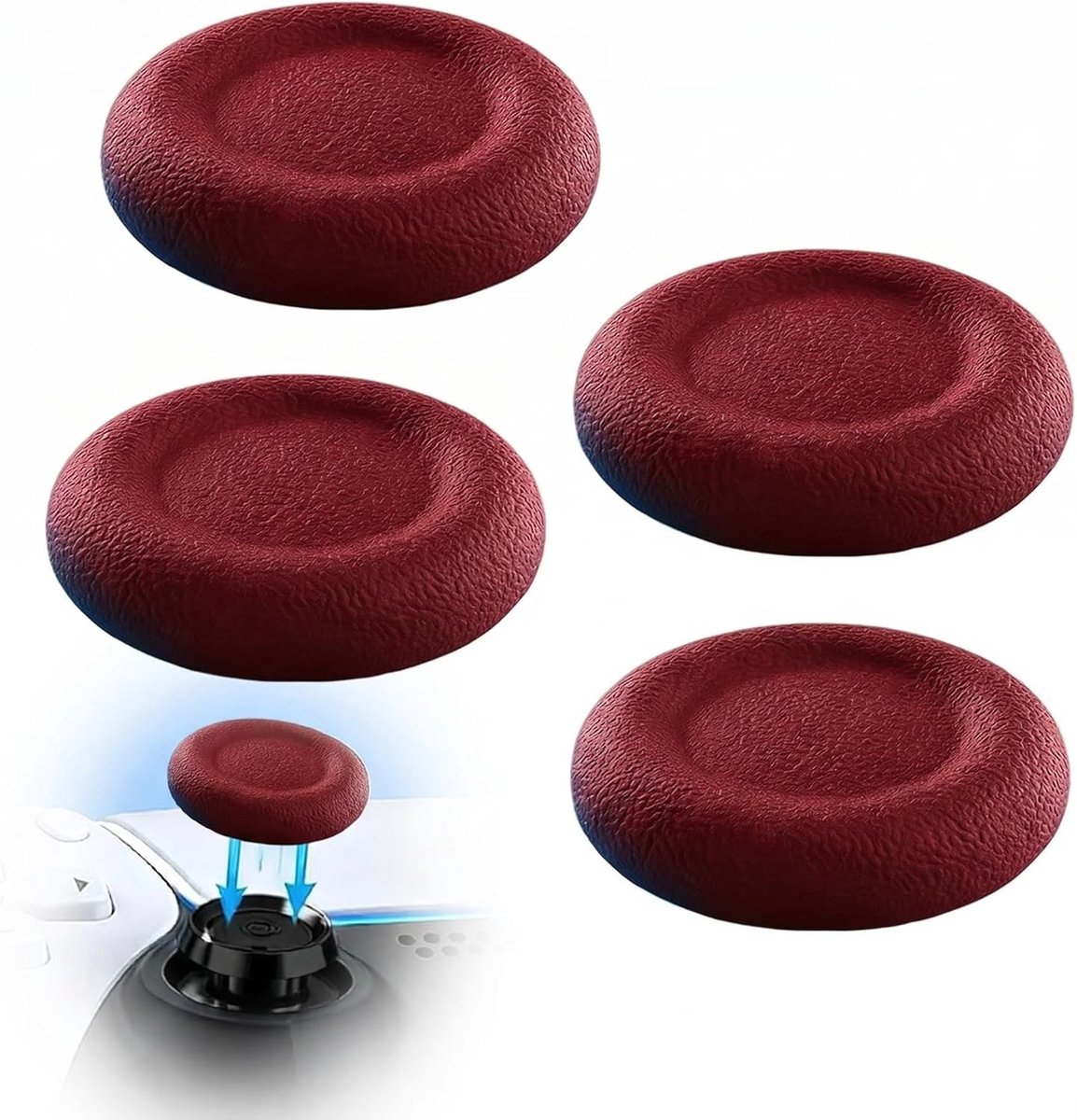 SnelShoppen - Silicone Vervangcaps voor PS5 en PS4 Controller, Non-Slip Grip, 4 Stuks, Rood, Voor Betere Controle en Precisie