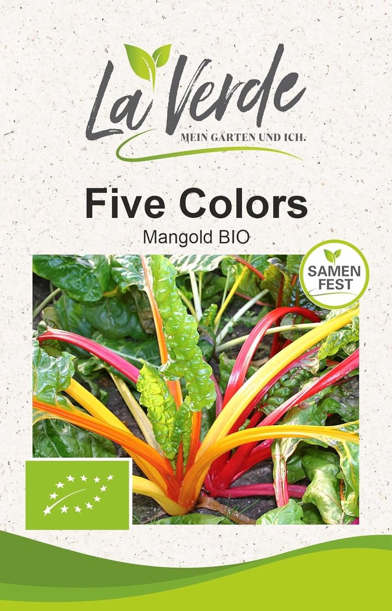 SnelShoppen - Swiss Chard Five Colors BIO - Biologische Mangold Zaden, 40 Planten, Kleurige Groenten, Tuin, Keuken, Gezond Eten