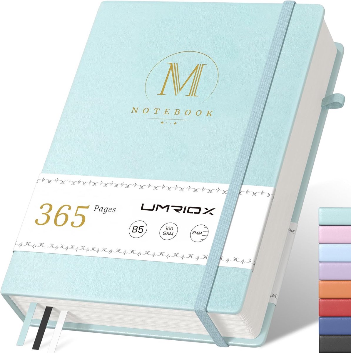SnelShoppen - DAY Notebook B5 Ruled - Dikke Hardcover Lederen Agenda - 365 Pagina's 100gsm Papier met Index Tabs - Geschikt voor Schrijven en Annotere