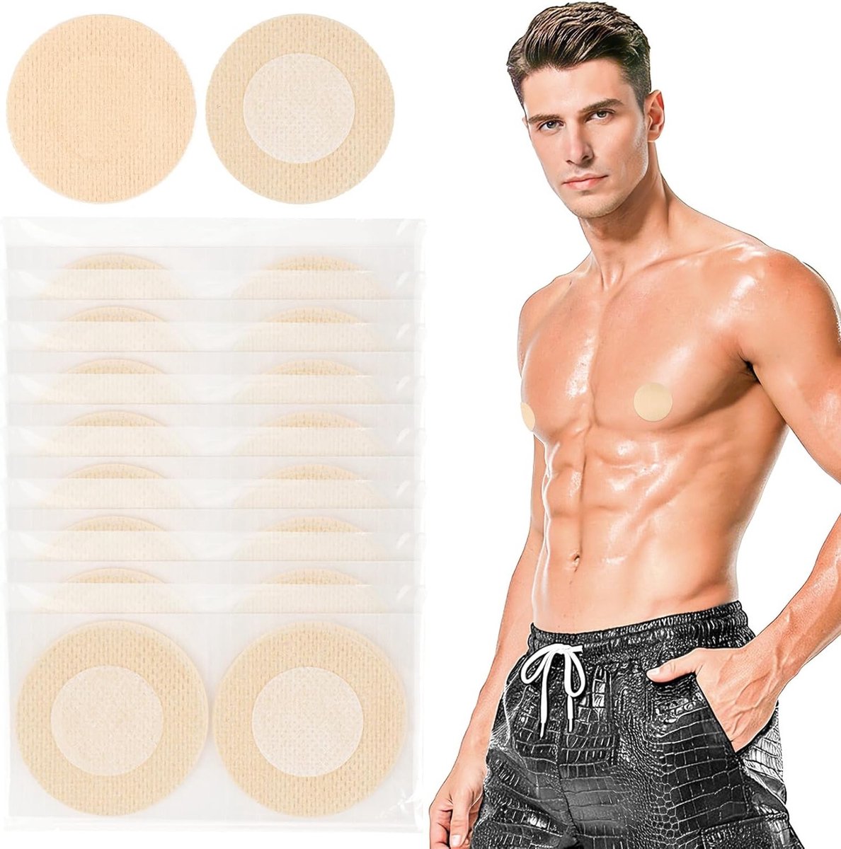40 Paar Onzichtbare en Ademend Zelfklevende Tepelbeschermers voor Mannen, Waterdichte Nipple Covers voor Sporters en Bescherming tegen Wrijving tijdens Activiteiten