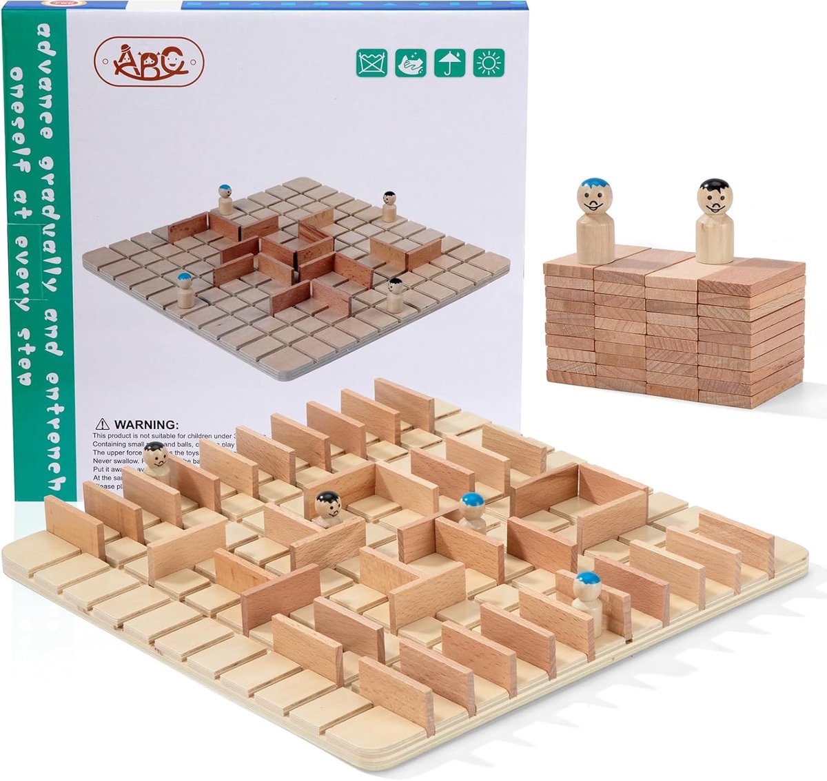 SnelShoppen - Schaakspel Houten Plank voor 2-4 Spelers, Educatief Bordspel voor Kinderen, Strategisch Spel vanaf 6 Jaar, Perfect voor Gezellige Avonde
