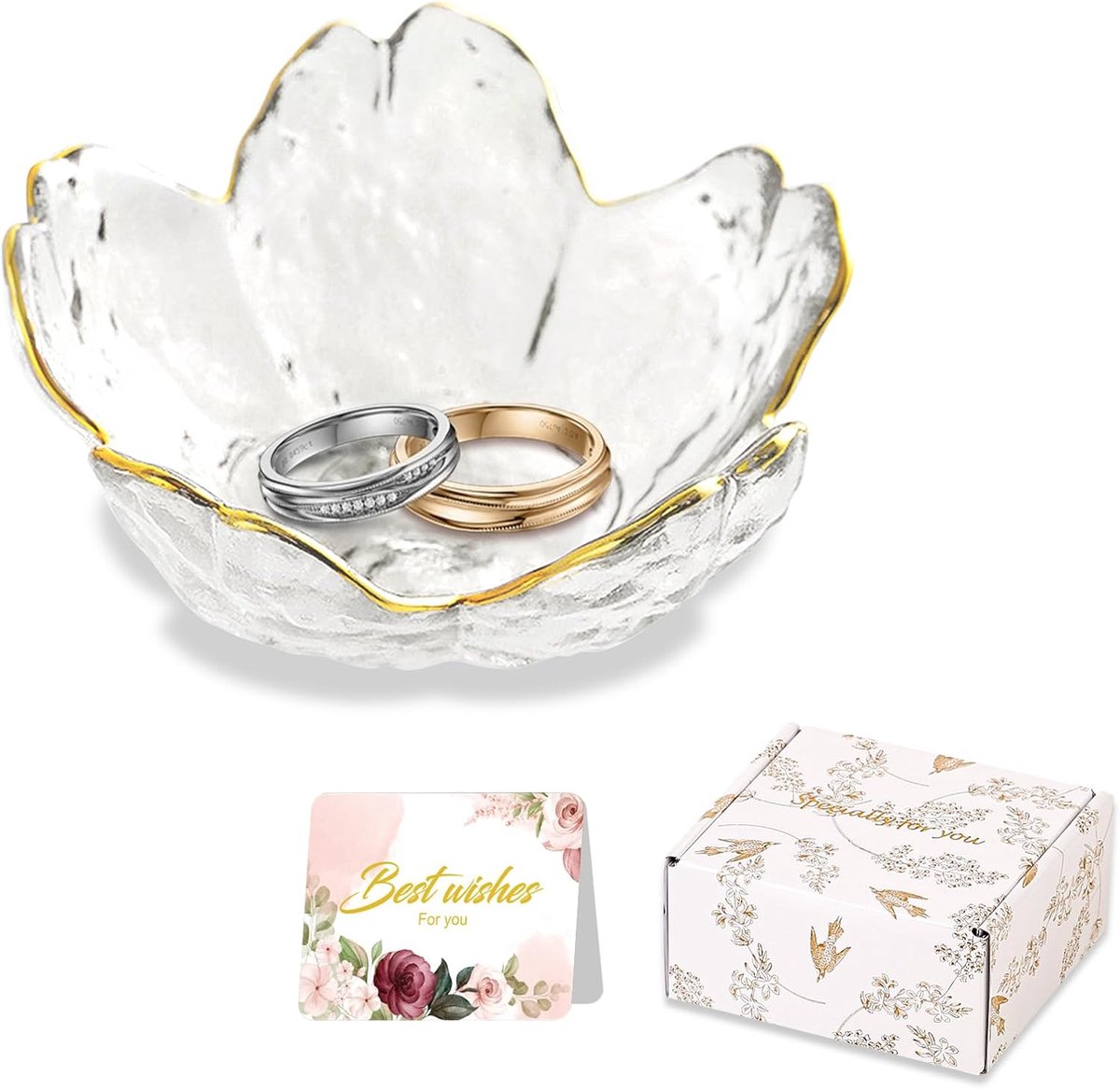 SnelShoppen - Unieke Trinket Dish voor Vrouwen - Schattige Sieraden Opbergdoos met Bloemmotief - Perfect als Verjaardagscadeau of Voor Nieuw Huis - Ae