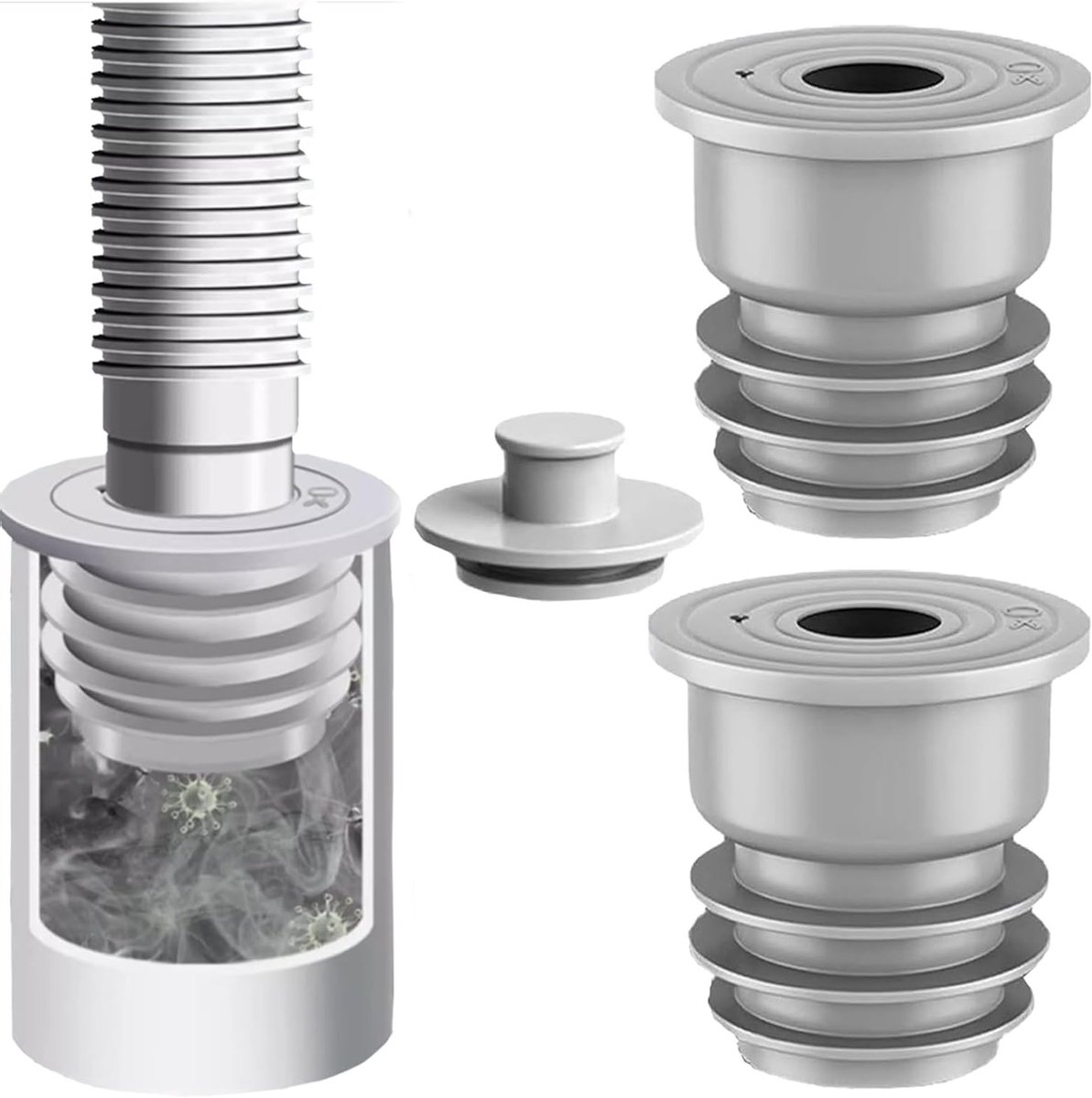 Hose Seal 45-50mm voor Wasmachine - Grijze Afvoerafdichting, Geurwerend, Ideaal voor Keuken en Badkamer