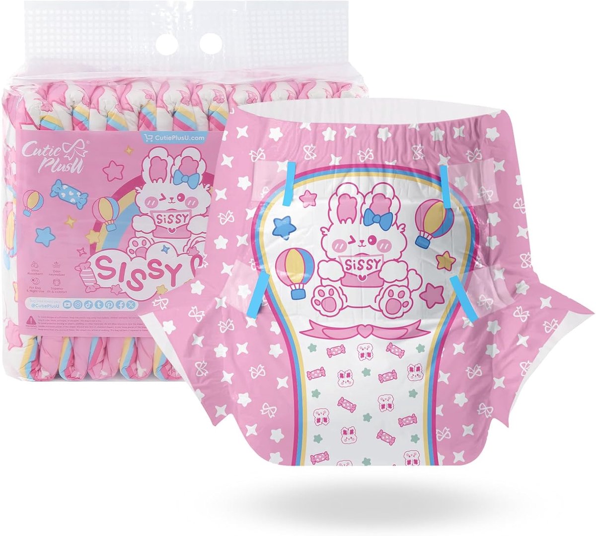 SnelShoppen - Incontinentie Luiers voor Volwassenen - 10 Stuks Wegwerp Absorbente Onderbroeken met Verstelbare Tabs voor Mannen en Vrouwen - Sissy Bab