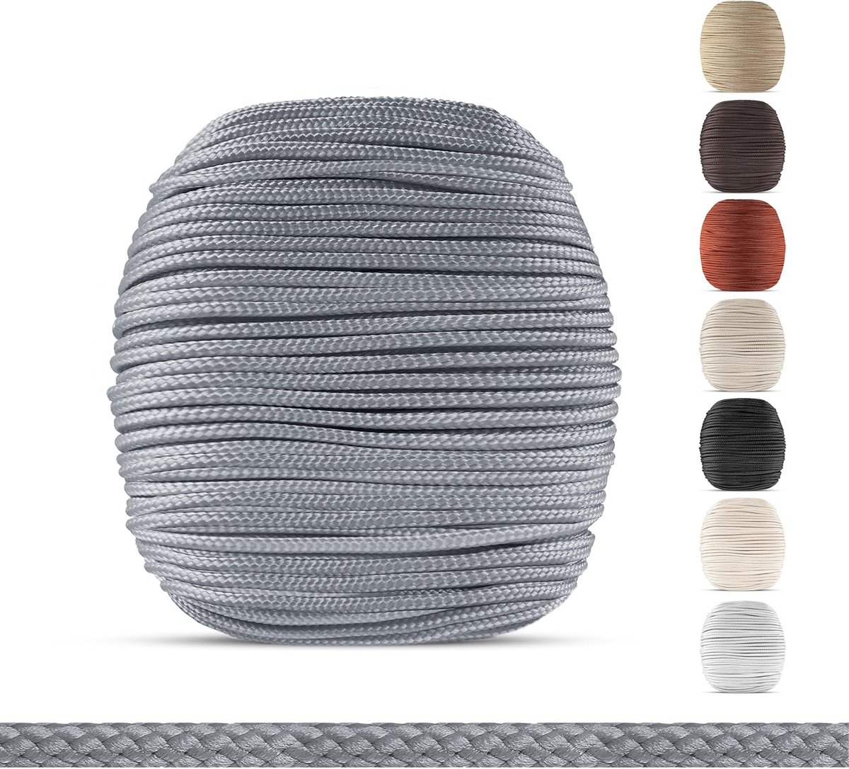 SnelShoppen - Premium Blind Cord 2.2 mm - 10-25 m - Vervangingskoord voor Houten, Bamboe en Aluminium Jaloezieën - Hoogwaardige Kleur Grijs - 10 m