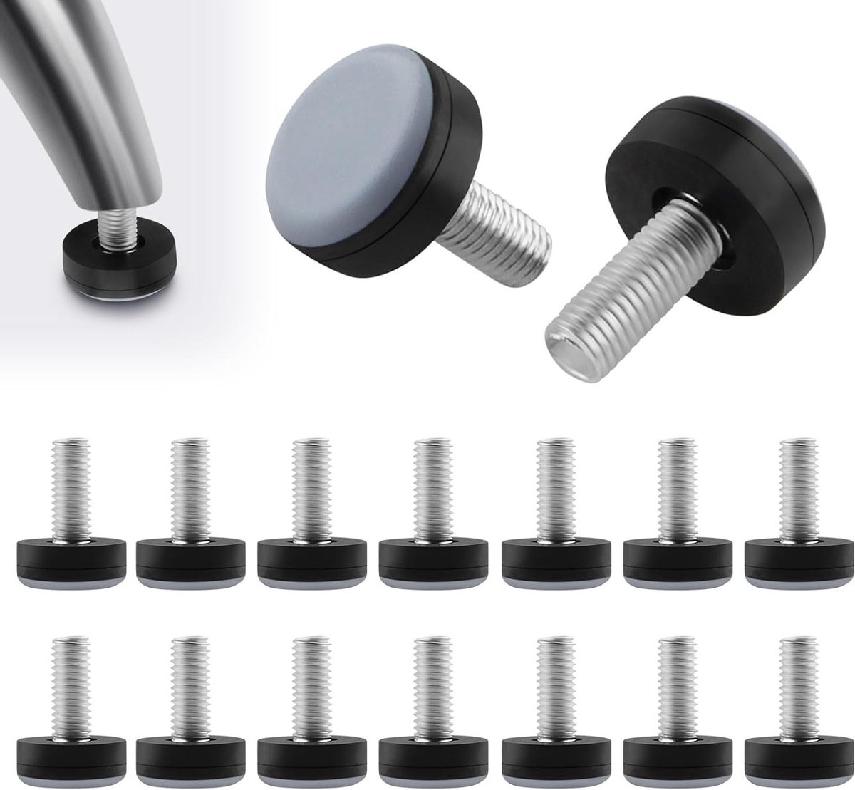16 Stuks Teflon Glijders 20mm Draad M8 voor Meubels - PTFE Rond voor Vloer en Tapijt, Perfect voor Stoelen en Tafels