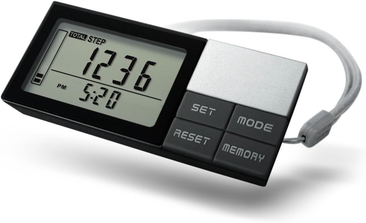SnelShoppen - 3D Pedometer voor Wandelen, Eenvoudige Stappenteller met Afstand, Calorieën Tellen, 7 Dagen Geheugen, Grote Display voor Mannen en Vrouw