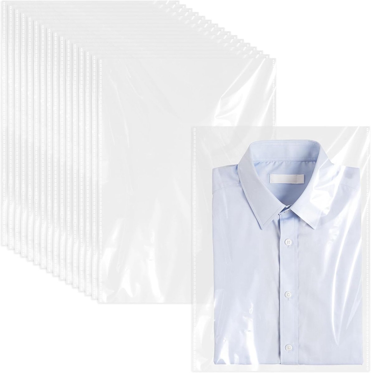 SnelShoppen - 100 Stuks Zelfklevende Pouches 30x44cm | Transparante Plastic Tassen, OPP Tassen met Plakstrip voor Kleding, T-shirts, Broeken, Feest