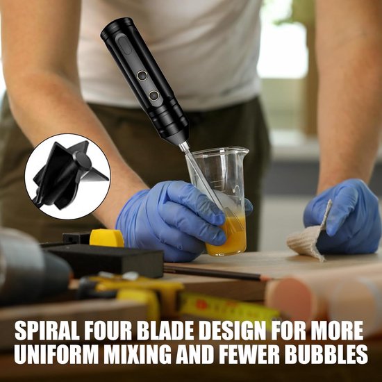 Epoxyhars-mixer, werkt op batterijen, epoxyharsmixer, USB-oplaadbaar, elektrische handmixer met 4 herbruikbare roerpeddels voor hars, siliconenmix — afbeelding 4