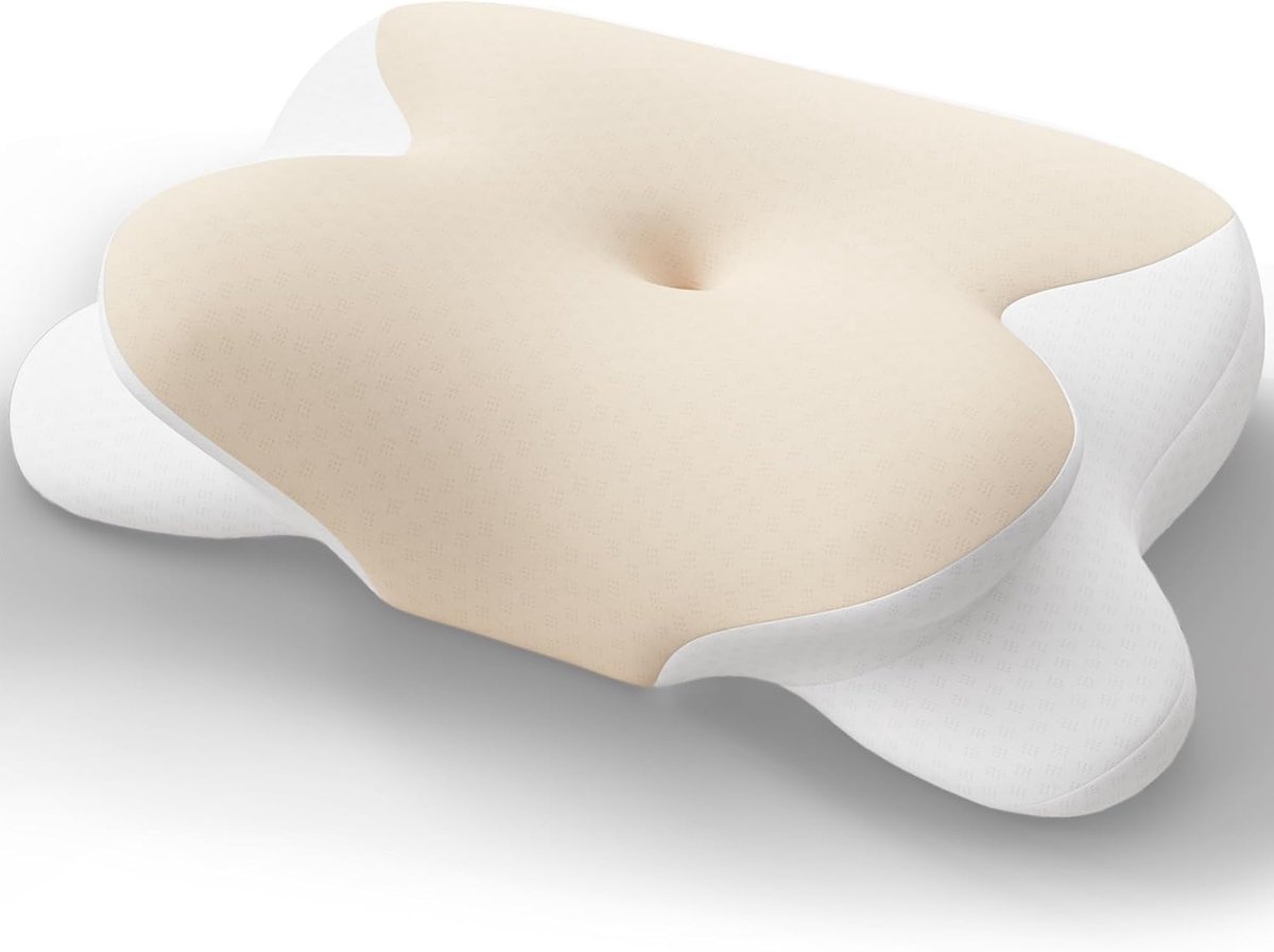 SnelShoppen - Ergonomisch Nekkussen van Geheugenschuim, Ondersteunend en Comfortabel, Ademend Hoofdkussen voor Zij-, Rug- en Buikslapers, Goudkleurig,