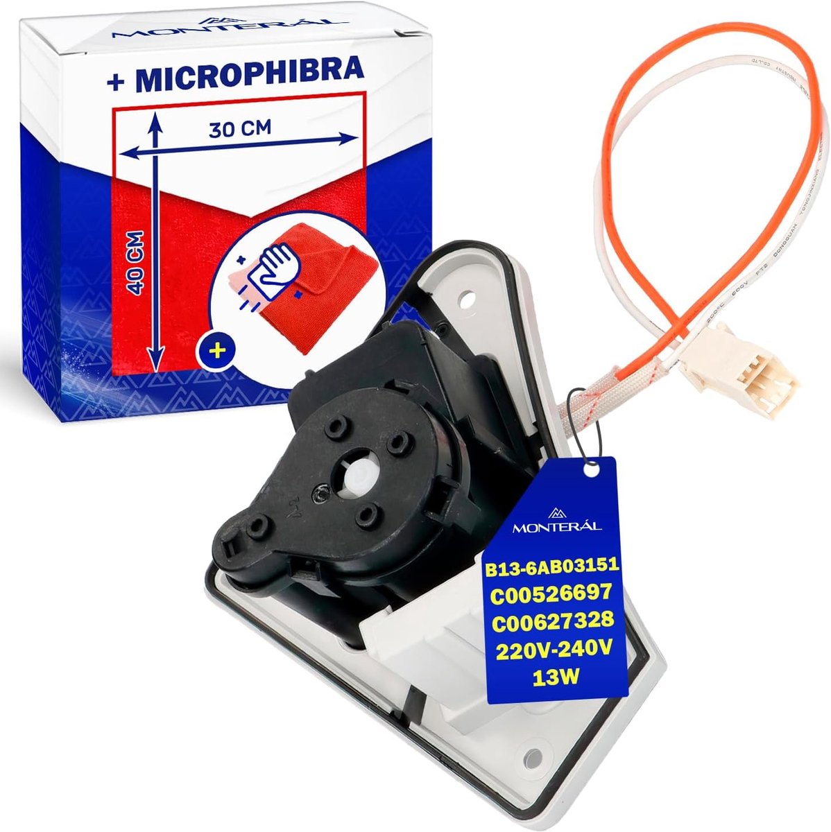 SnelShoppen - Airpomp voor condensdroger 13W, 220V-240V, compleet met microvezeldoek, vervangend voor B13-6AB03151, Hanyu, Indesit, Ariston, Hotpoint