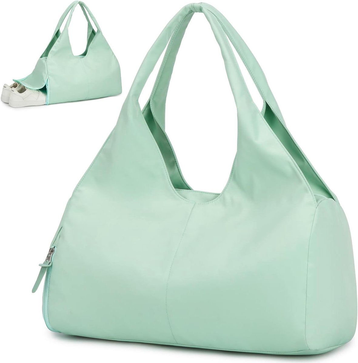 SnelShoppen - Sporttas voor dames, reistas met schoenenvak en nat vak, multifunctionele trainingstas, kleine gymtas voor yoga, sauna, zwemmen, groen