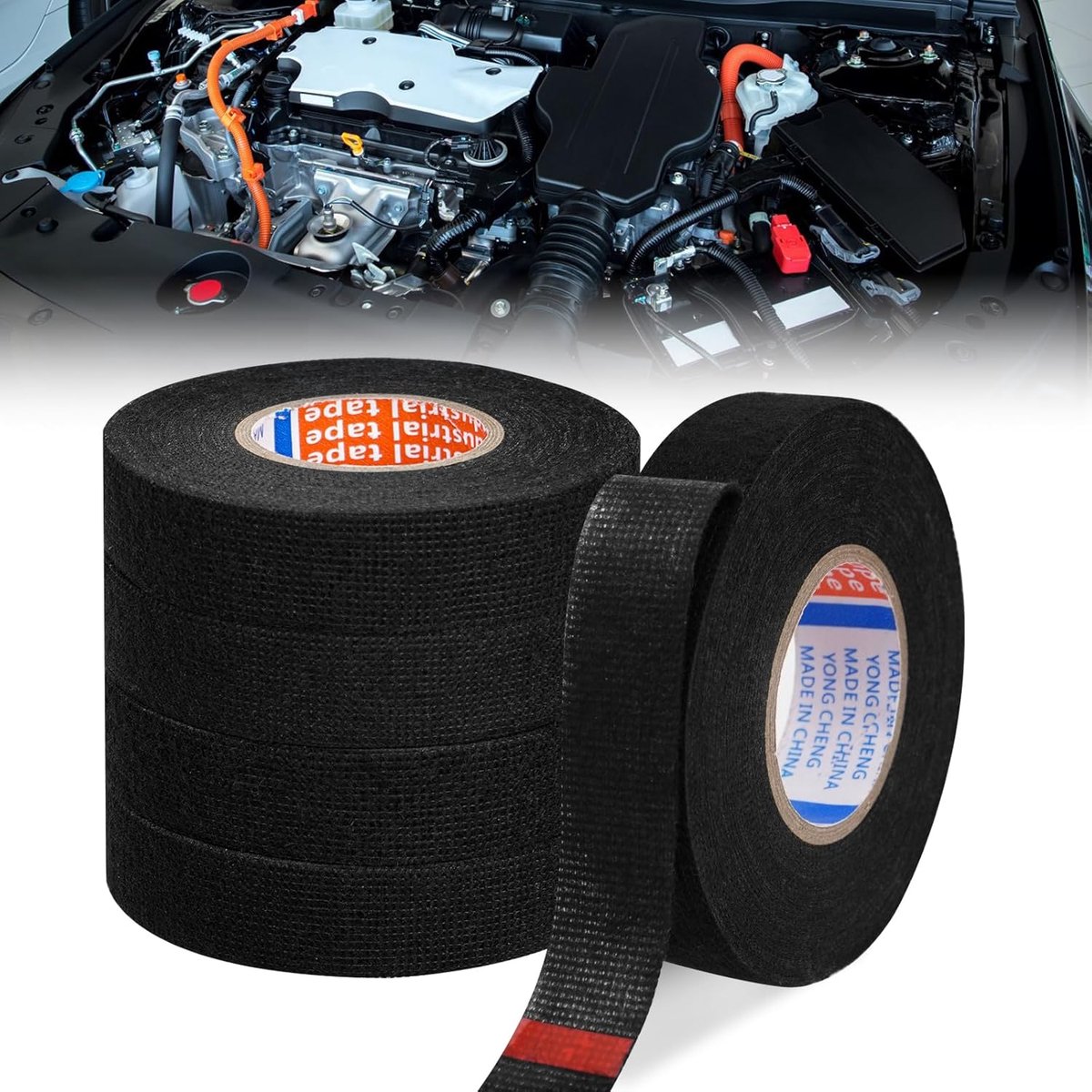 SnelShoppen - 5 Rollen Zelfklevende Draadboom Tape 19mm x 15m Zwart, Automotive Wiring Harness Tape voor Auto Kabels, Isolatie en Bescherming