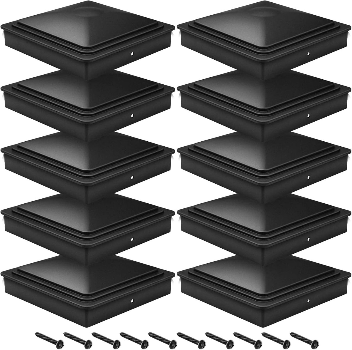 SnelShoppen - 10 x Post Caps 9 x 9 cm Plastic Hoofden met Gratis Schroeven - PP Plastic Waterdicht - Beschermt Houten Palen - Rotbestendig en Scheurbe