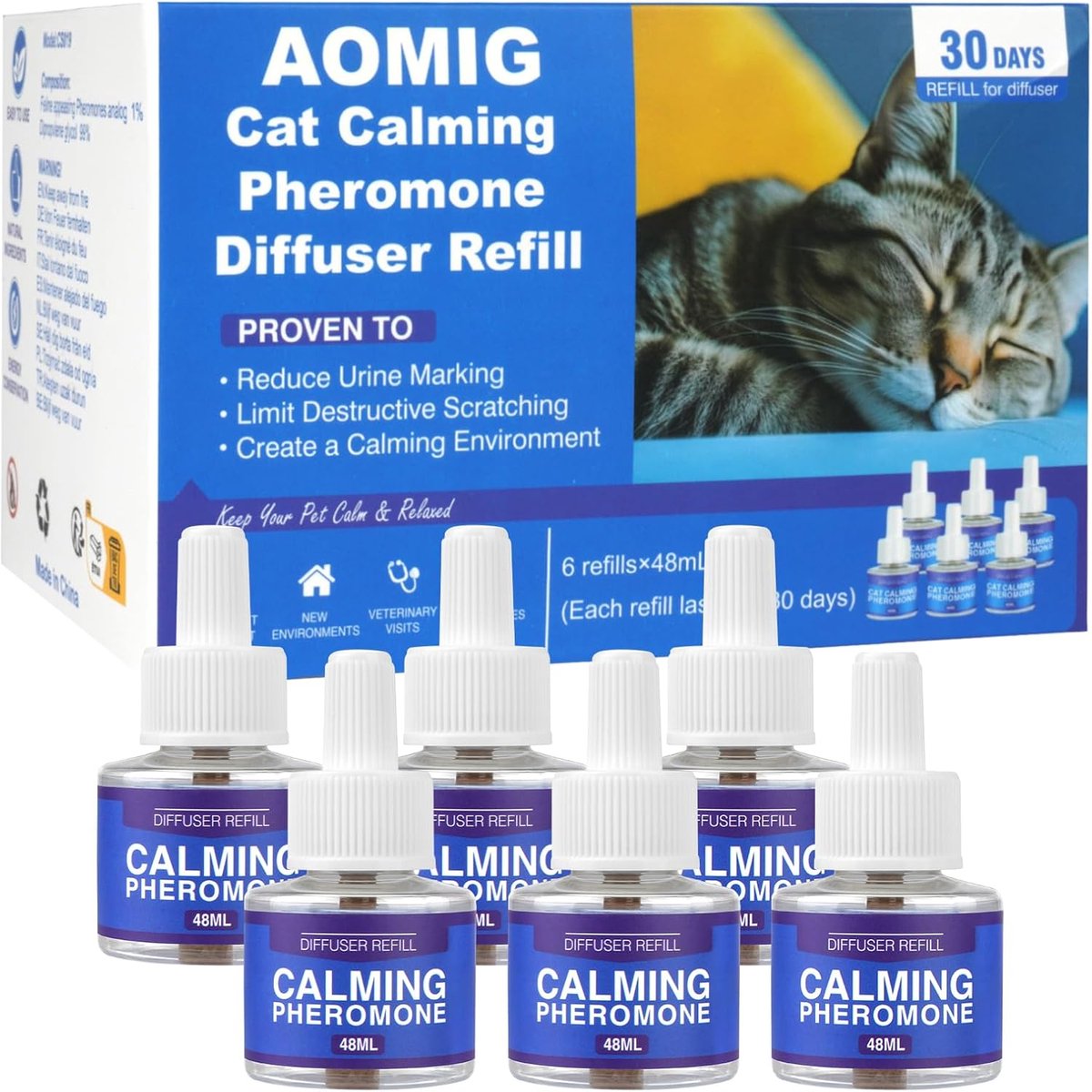 SnelShoppen - Pheromone Diffuser Refill voor Katten - Verlichting van Angst en Stress - Veilig en Effectief - Langdurige Kalmering voor Meerdere Huisk