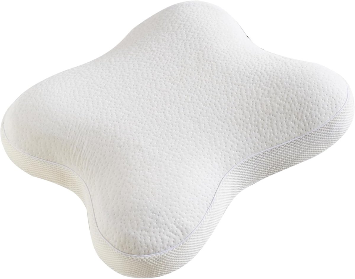 SnelShoppen - Butterfly Geheugenschuim Kussen voor Zijslapers - Comfortabel Visco Elastic Kussen, Wit (54 x 43 x 12.5 cm)