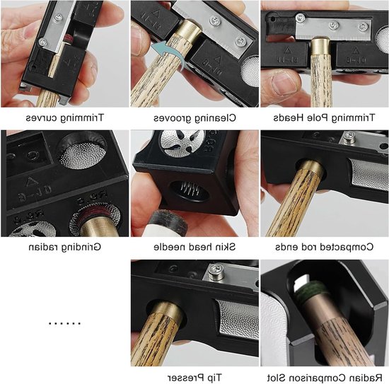 Multifunctionele 8-in-1 Biljartkeu Reparatietool met Tip Accessoires voor Schaven en Polijsten — afbeelding 4