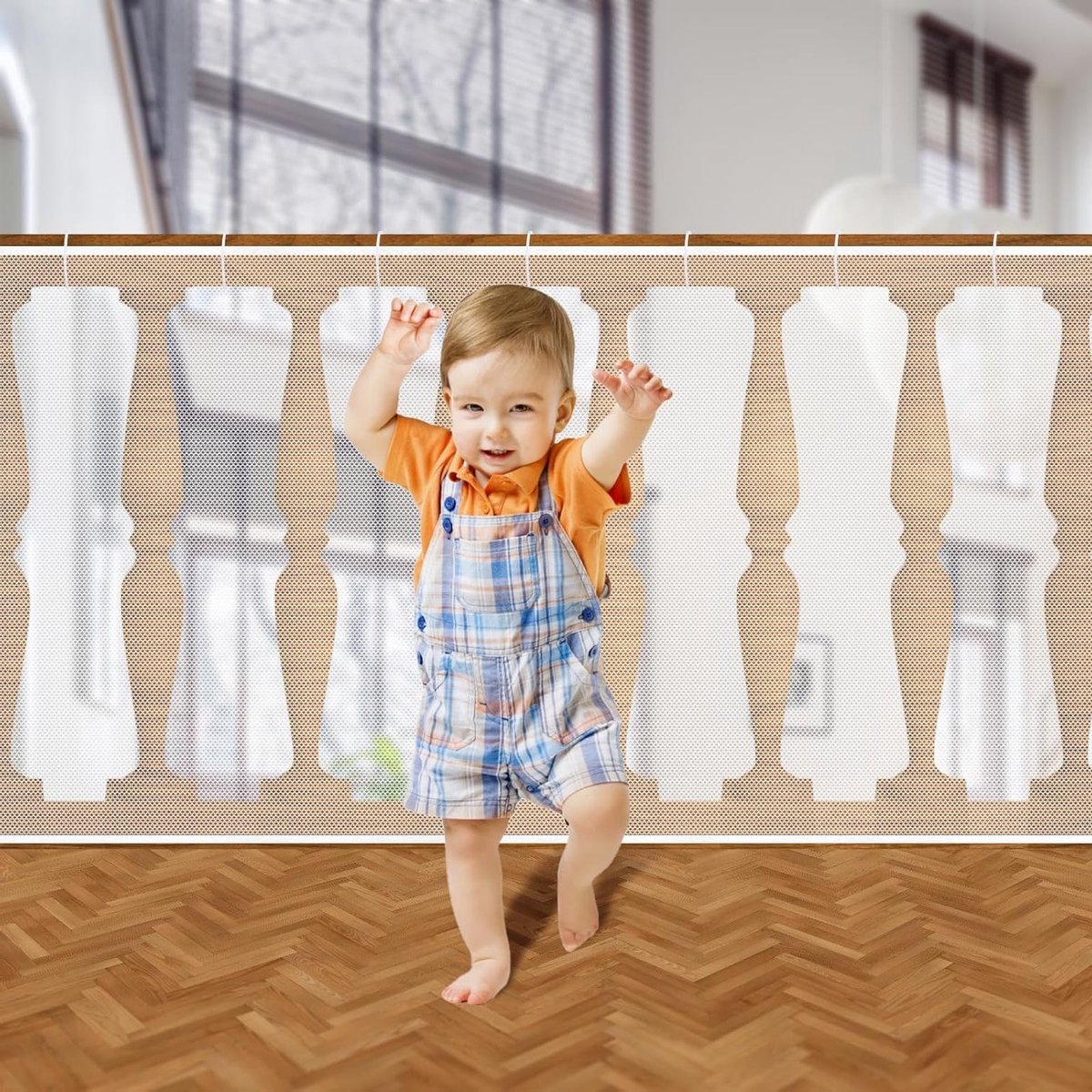 Veiligheidsnet voor Kinderen en Huisdieren, Balkonvalbeveiliging, Bescherming tegen Vallen, Wit, 3x0.9m