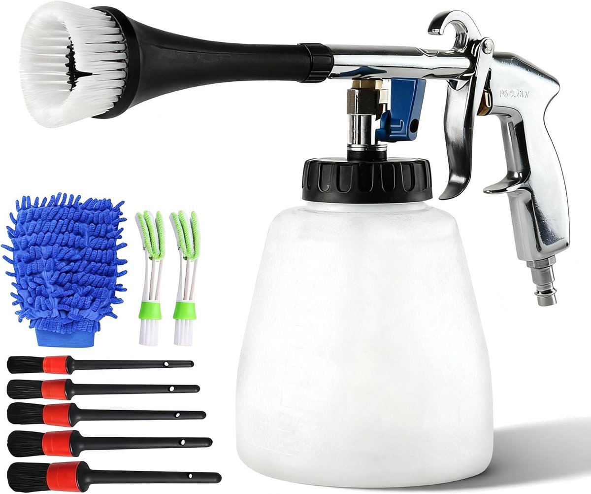 SnelShoppen - Car Cleaning Gun Indoor Cleaner Washing Gun 60L 6-9.2 Bar Compressed Air Cleaner - Professionele Hogedruk Reiniger met Nozzle, Doeken, H