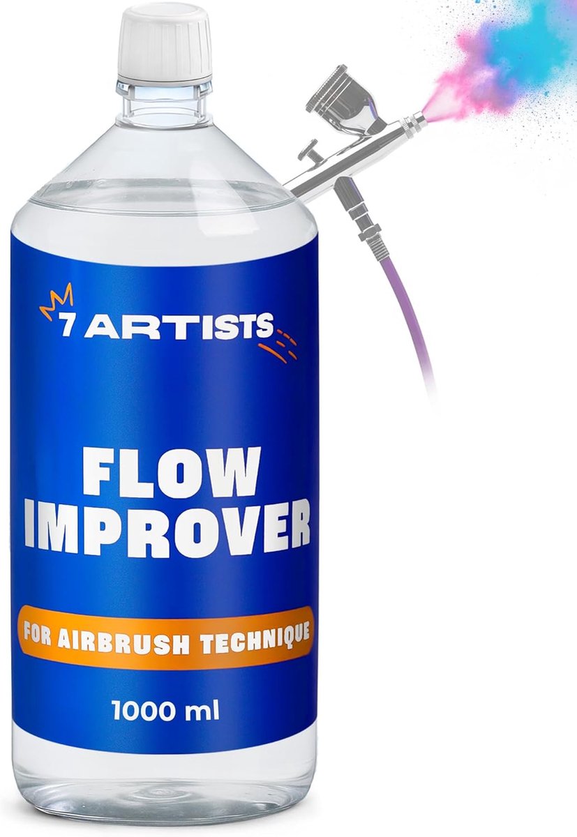 SnelShoppen - Airbrush Flow Improver 1000ml – Verbeterde Verf Doorstroming, Vermindert Tip Dry, Ideaal voor Acrylverf, Modelbouw en Hobby