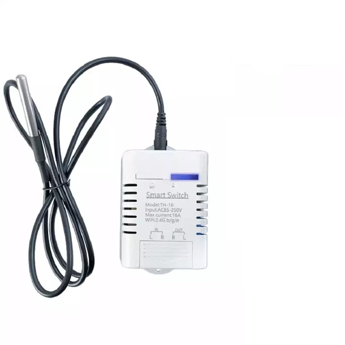 SnelShoppen - 16A Smart Switch met Temperatuur en Vochtigheid Monitoring, Wifi Thermostaat Controller, Compatibel met Alexa en Google Home, Slimme Sch