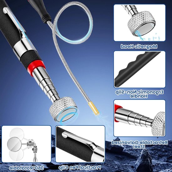 Flexibele telescopische magnetische stokken met ronde spiegel - 5 stuks, ideaal voor werkplaats, DIY-projecten en metaalonderdelen, tot 15 LB draagvermogen — afbeelding 2