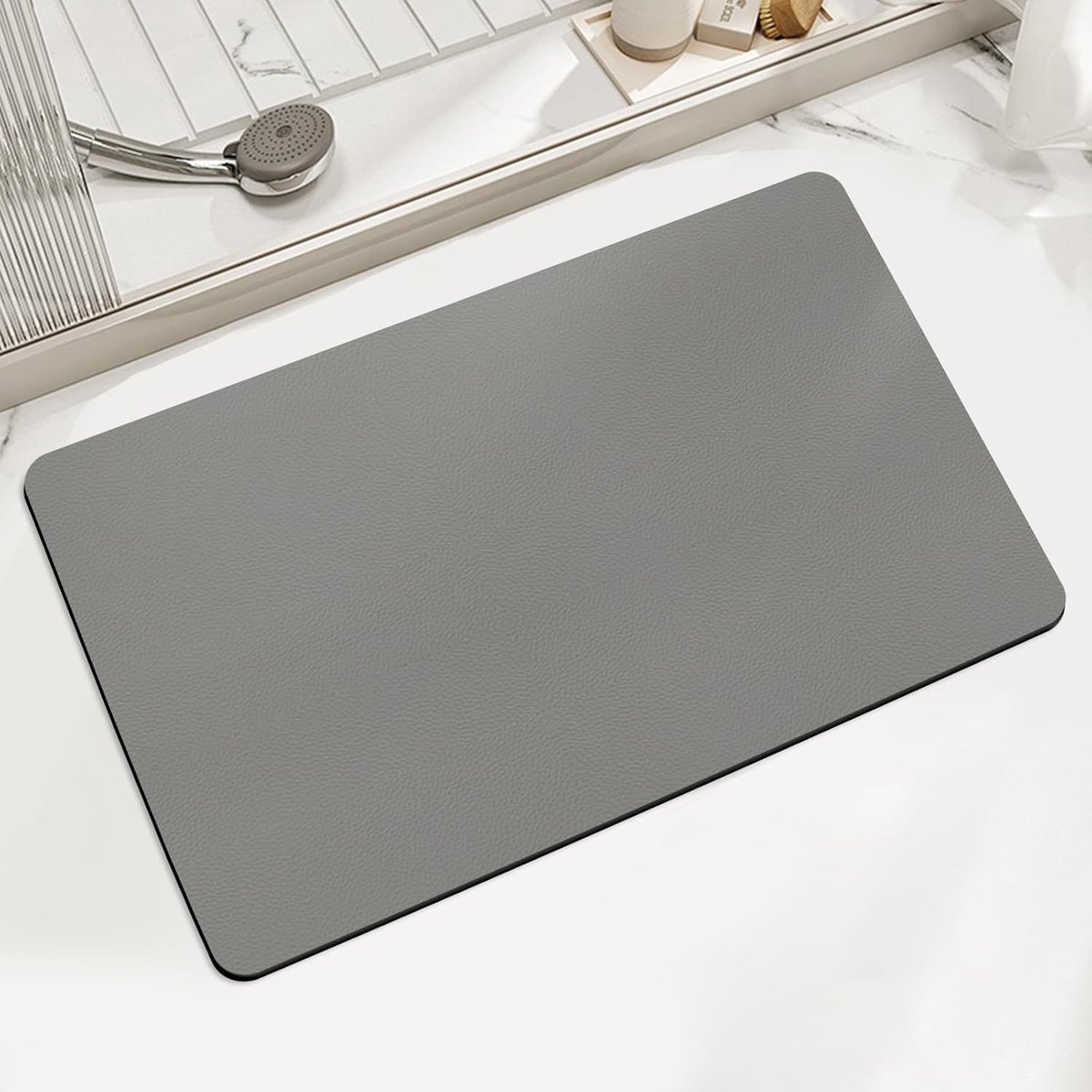 SnelShoppen - LIMNUO Badmat, Sneldrogend, Absorberend, Rubber Achterkant, Dunne Badmat (Grijs, 43x120cm) voor Badkamer, Douche, en Wellness