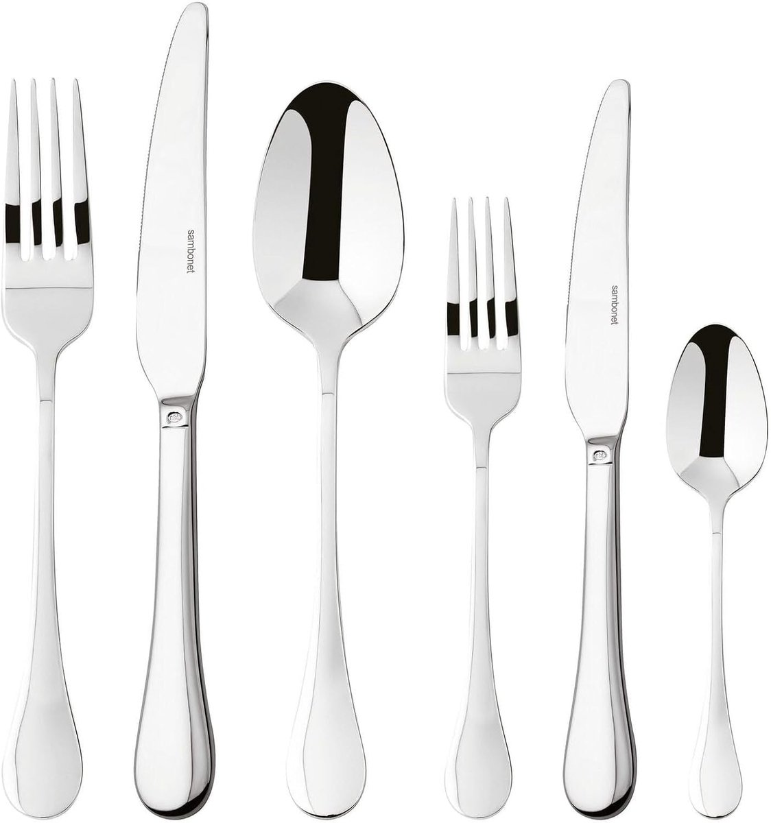 SnelShoppen - Bestekset 36-delig, Glanzend Roestvrij Staal 18/10, Geschikt voor 6 Personen, Vaatwasserbestendig, Elegante Vorm voor Feest, Keuken en T