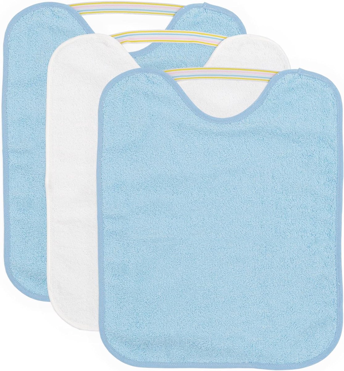 SnelShoppen - Set van 3 Waterdichte Baby Slabbetjes met Rubber Sluiting - 90% Katoen - Voor Kinderen vanaf 1 Jaar - Comfortabel en Wasbaar - 32x36 cm