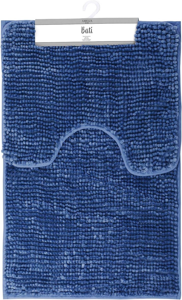 Thijox - Badmat Toiletmat Set 50 x 80 cm en 40 x 50 cm, Antislip, Donkerblauw, Absorberend, Sneldrogend, Badkamertapijten voor een Frisse Badkamer