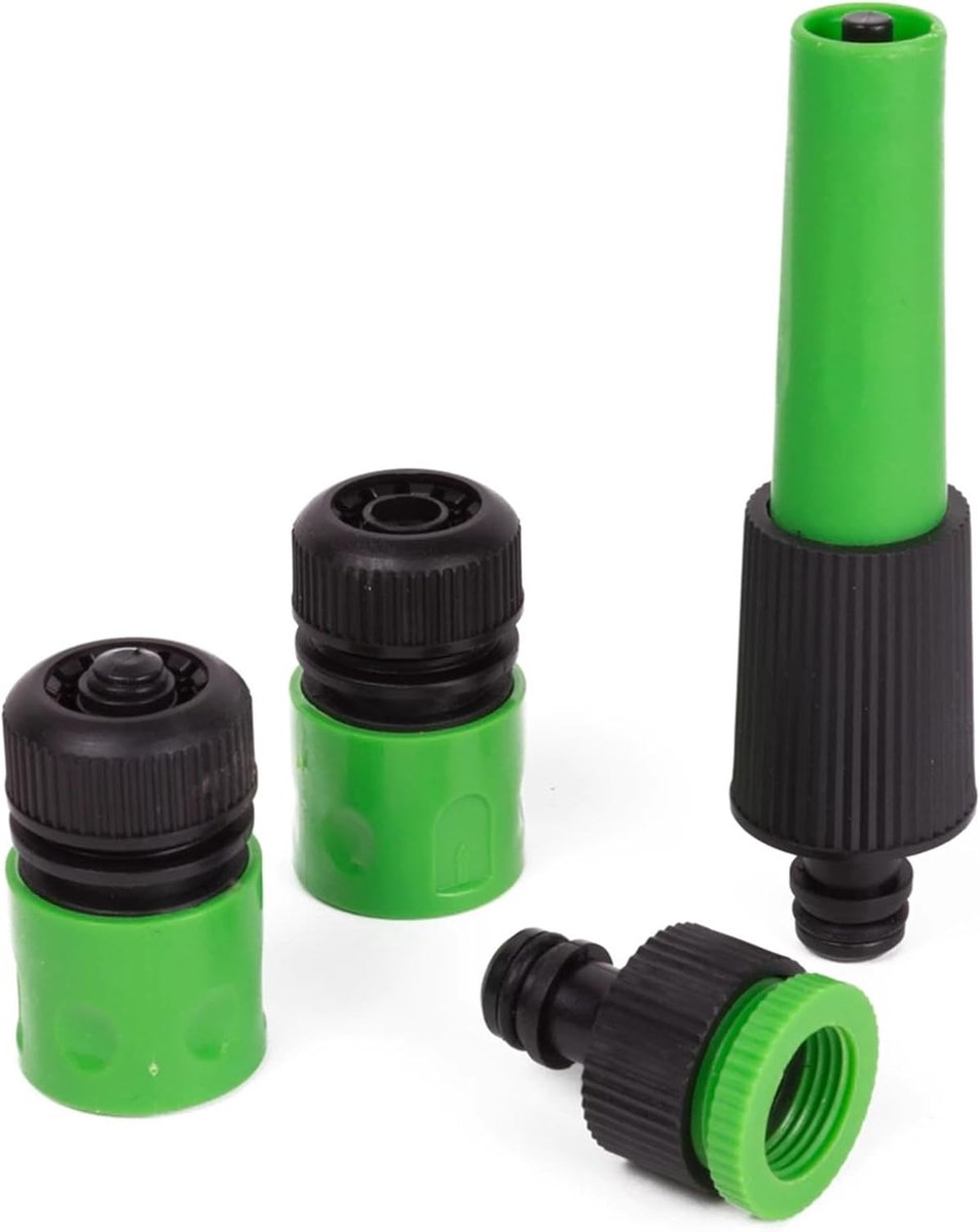 SnelShoppen - Tuinsproeier set met slangverbindingen 1/2 inch - Handmatige sproeier + universele doppen - 4-delige set met reducer - Geschikt voor sta