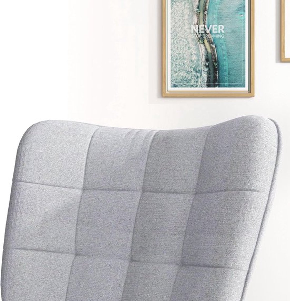 Schommelstoel – Fauteuil – Loungestoel – Schommelzetel – Relaxstoel – Lichtgrijs – Linnenl