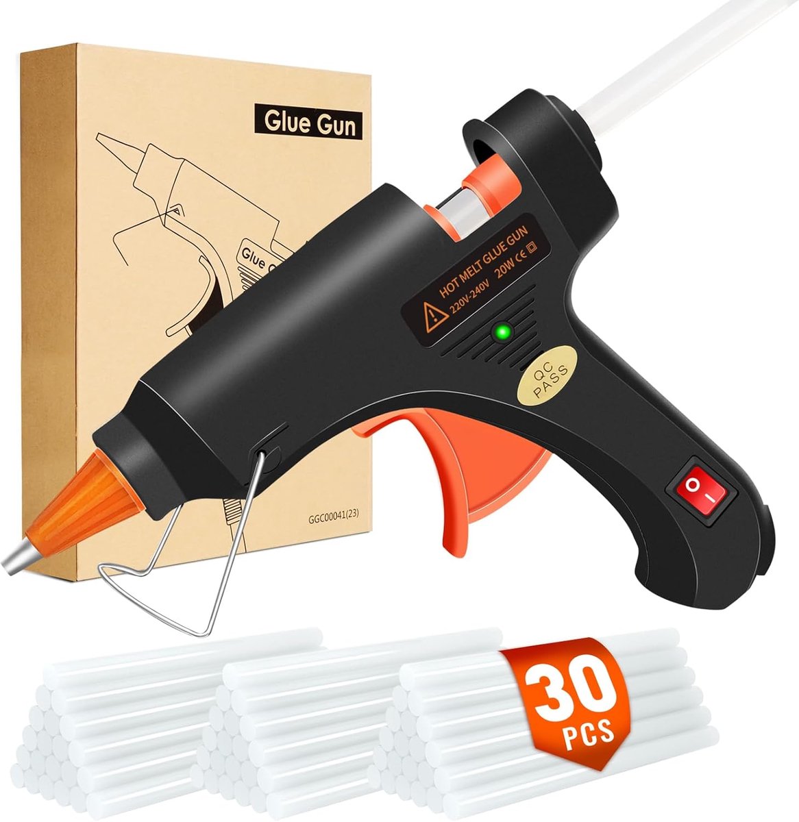 SnelShoppen - Discoball smeltlijmpistool met 50 transparante lijmsticks - 20 watt voor kleine DIY-karweien, snelle reparaties, ambachten, huis en kant