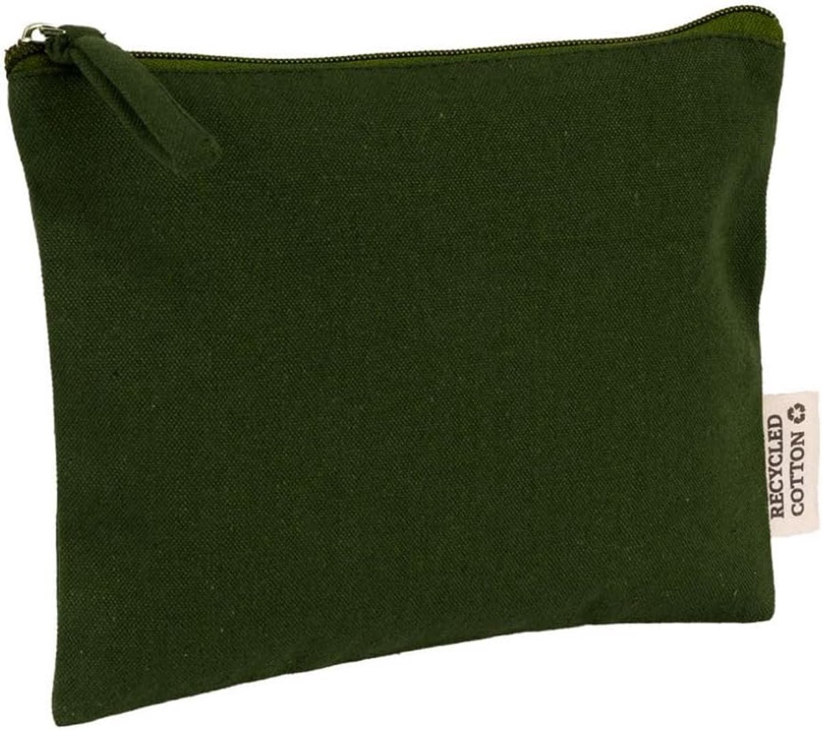 SnelShoppen - Recycled Cotton Toiletry Bag 21 x 16 cm - Donkergroen - Lichtgewicht, Elegant & Duurzaam - Ideaal voor Cosmetica, Reizen en Organisatie