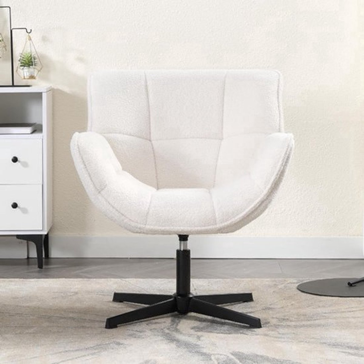 Draaifauteuil – Fauteuil – Relaxstoel – Loungestoel – Zetel – 360° Draaibaar – Imitatiewol