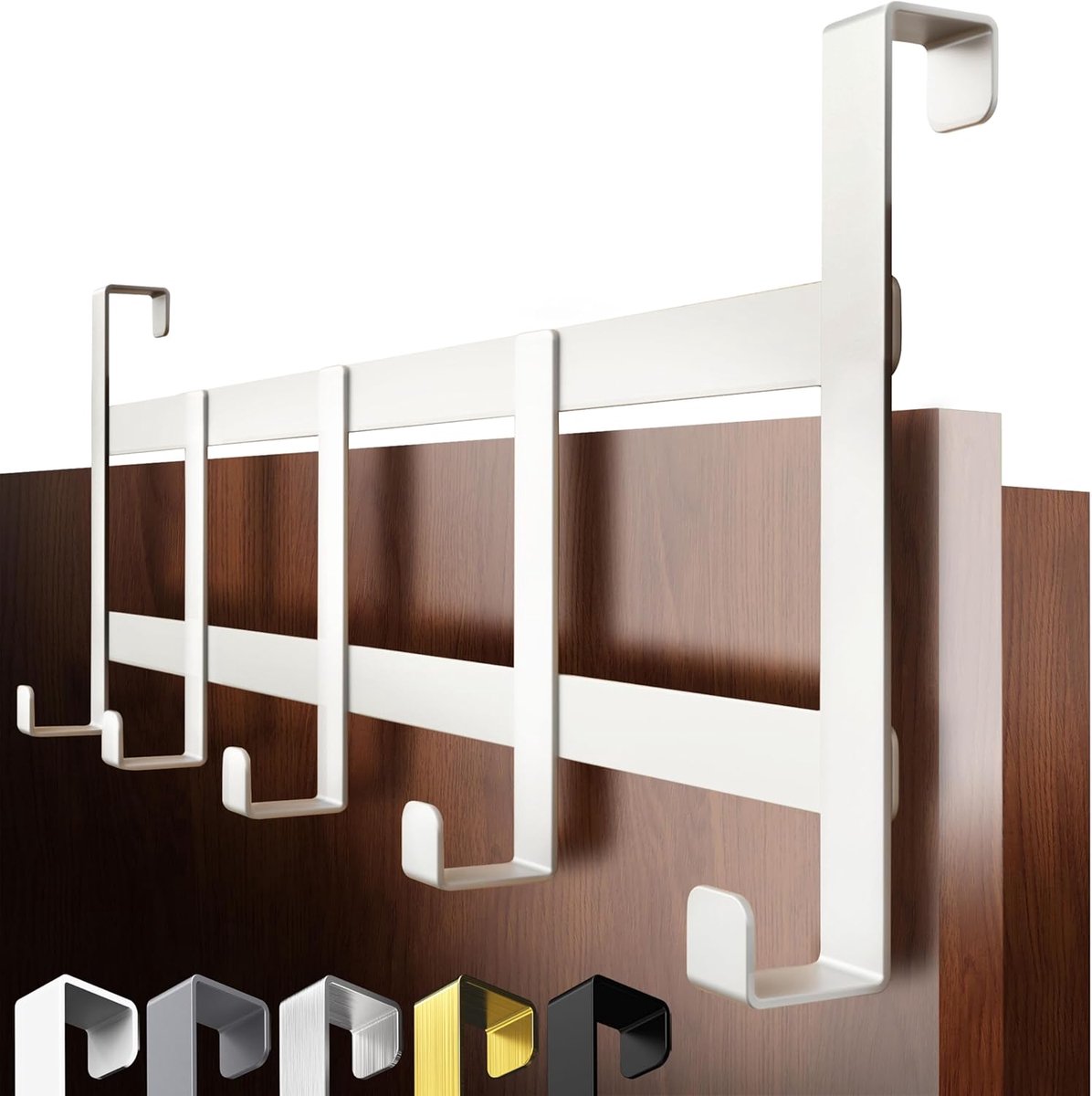 SnelShoppen - Deur Kapstok Hanger voor Kleding, Witte Haak Frame met Anti-Slip en Vilt Pads, Praktisch voor Kleine Ruimtes, Keuken, Badkamer, Hal, 4 H