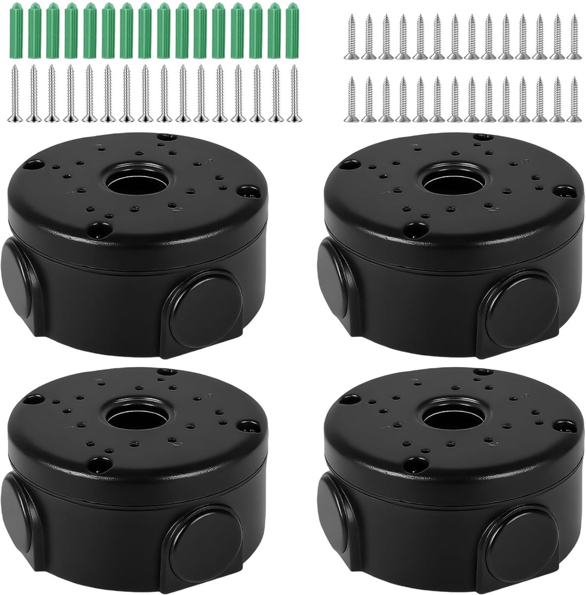 SnelShoppen - 4 Stuks Camera Junction Box - Waterdichte Behuizing voor Bewakingscamera - ABS Kunststof Montagebox - Universele Outdoor Junction Box vo