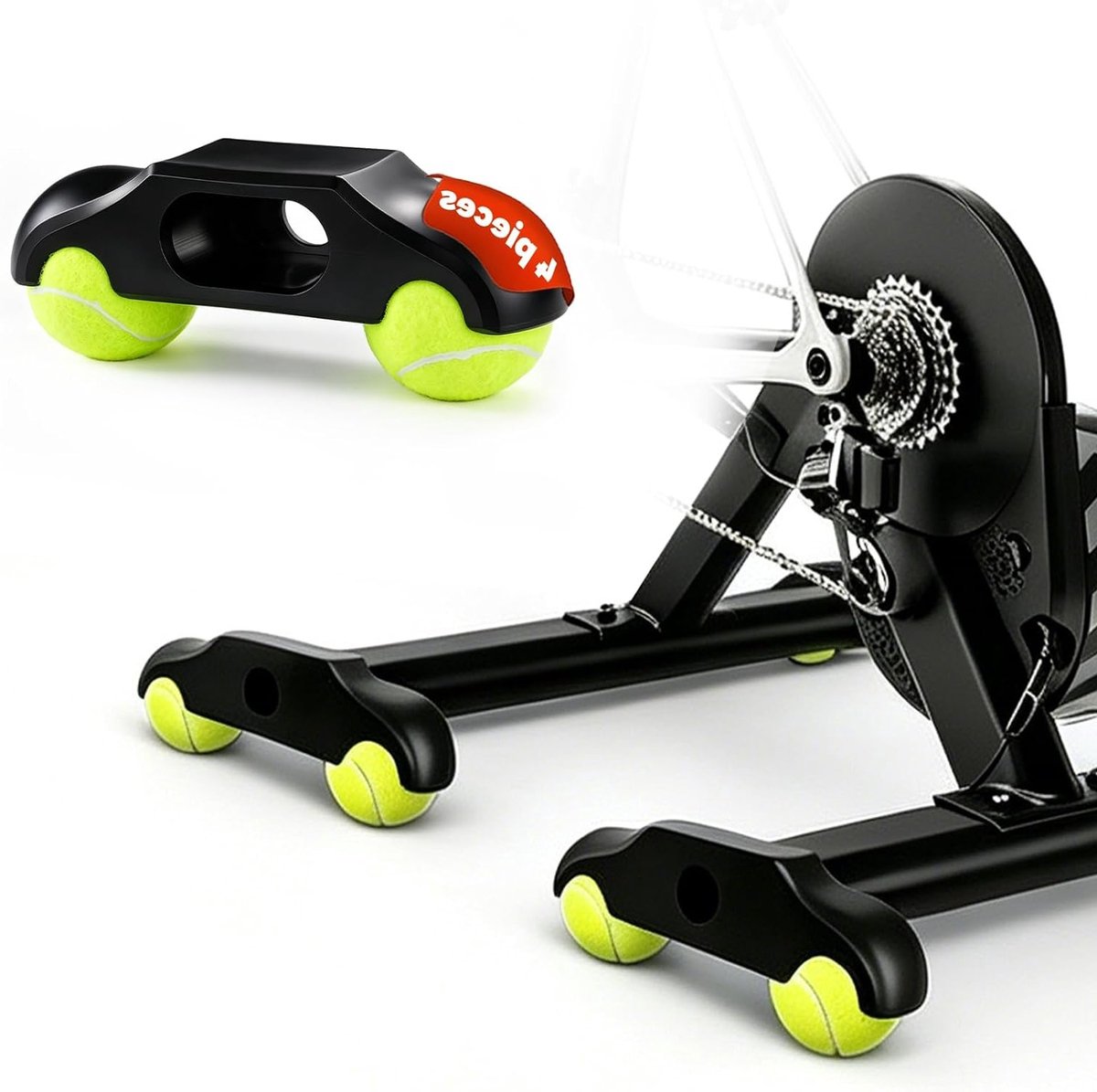 Rocker Plate Voeten voor Fietstrainer, Draagbare Wipplaten met Tennisbalvoeten, Geschikt voor Indoor Cycling en Wahoo Kickr Core 2, Inclusief 8 Tennisballen