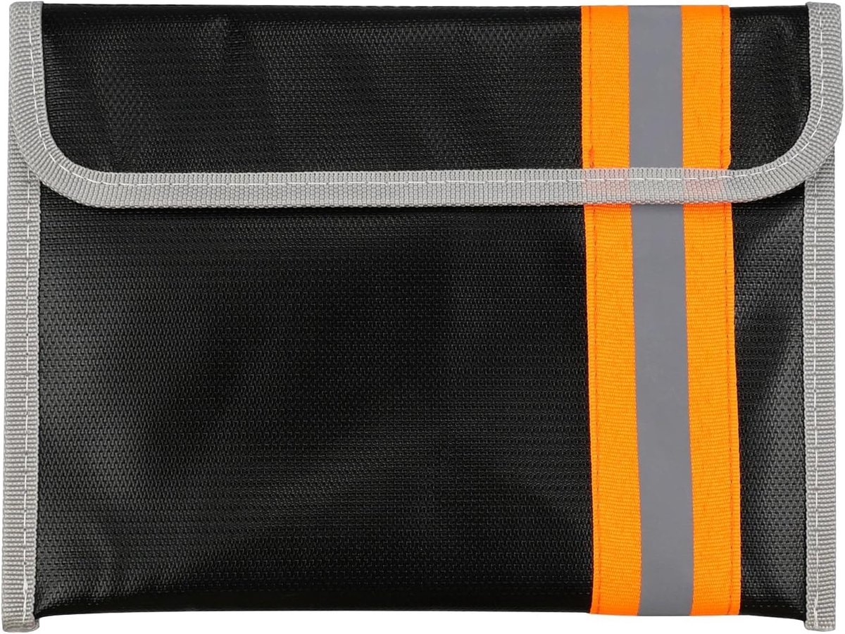 Brandveilige en waterdichte tas voor documenten, geld en paspoorten - 23.5 x 17.5 cm, zwart, ideaal voor bescherming tegen brand en water
