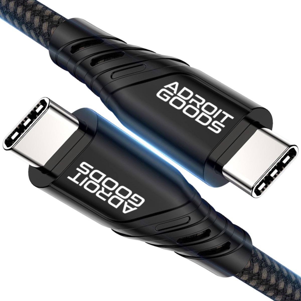 AdroitGoods USB-C Kabel 100W PD Snellader 20Gbps Data USB 3.2 Gen2 Nylon Gevlochten Kabel 4K60Hz Video E-Marker Chip Universeel - 0,5 m